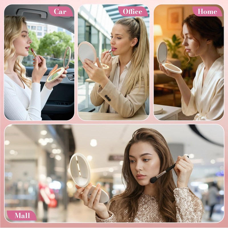 Infinity Mirror 3 Color LED Rechargeable Daily Outdoor Makeup Touch
