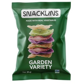 SNACKLINS Plant Based Crisps - Garden Variety - Vegan Healthy Snacks - Gluten Free, Grain Free, Plant Based Crisps, 100% Kosher For Passover, Low Calorie - No Added Sugar, Crunchy, Puffed Snack - 3oz Bag (Case Of 12)