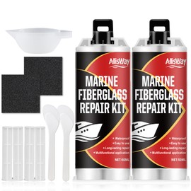 AllisWay Gelcoat Reparaturset, Glasfaserspachtel, Gelcoat Repair Kit, Glasfaser Reparaturset für Boote, Jetskis, Yachten, Surf Boot, Kajaks, Wasserdicht, Verschleißfest, Schnelle Lösung, 100 ml