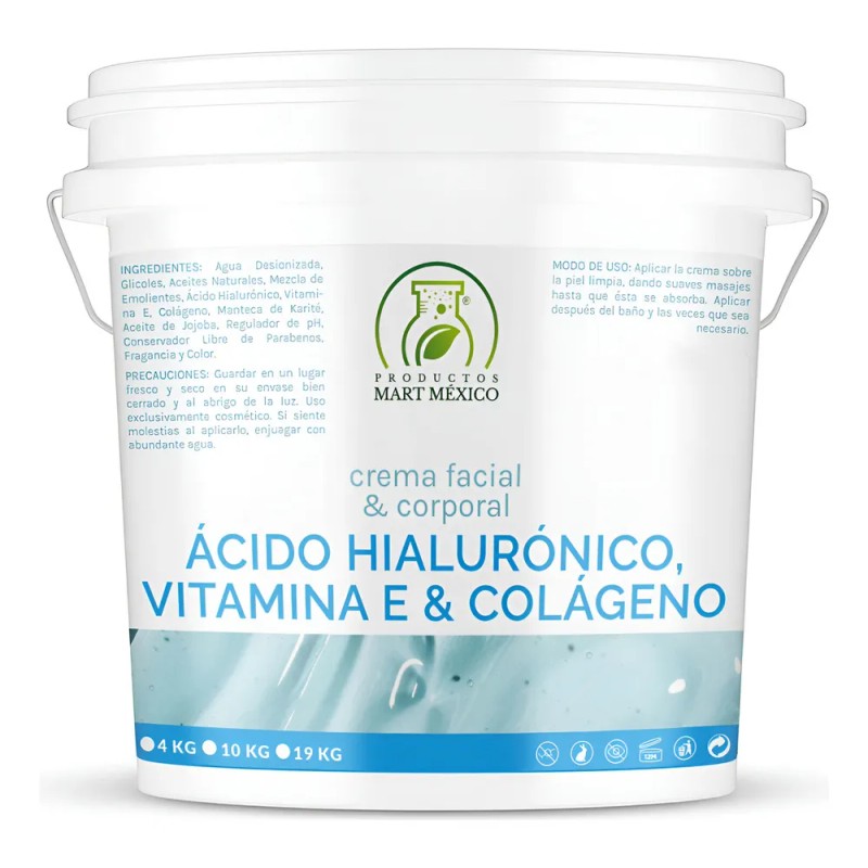 Productos Mart Mexico Crema Facial 4L Ácido Hialurónico Colágeno Vitamina