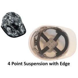 Texas America Safety Company Bad Bones Hydro Dipped Cap Style Hard Hat with Ratchet Suspension - 4PT with Protective Edge