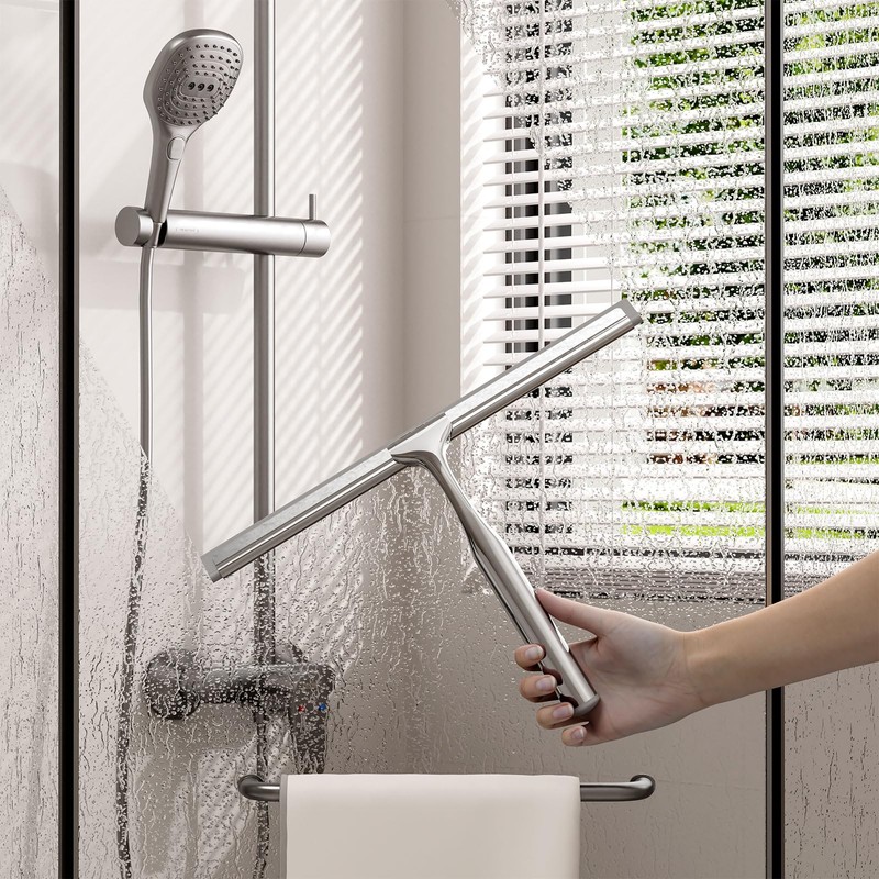 Shower Squeegee for Glass Doors, Stainless Steel Shower Squeegee for