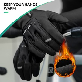 ROCKBROS Cycling Gloves Men Women Touchscreen Winter Gloves Warm Sports Outdoor Windproof Non-Slip Running Gloves for Bicycle Skiing Hiking Running MTB Gloves