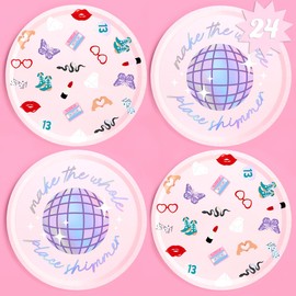 xo, Fetti Eras Party Paper Plates | 24pcs. 9" | Concert Party Tableware, Bachelorette Decorations, Birthday Dishware, Bridesmaid Supplies | xo, Fetti