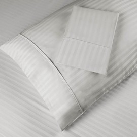 Superior Egyptian Cotton 400 Thread Count Pillowcases, 2 Pack, Striped Sateen Weave, Bedroom Essentials, Bedding Basics, Extra Soft Pillow Cases, Guest Room, Hotel Aesthetic, King, Platinum