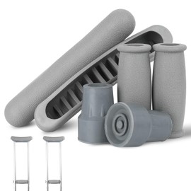 Crutch Pads and Caps Set (6 Pcs) - Comfort Padding for Armpits and Hand Grips with Replacement Feet Caps, Universal Fit for Standard Crutches - Relief Accessories for Adults and Kids