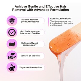 Curacoro Italian Wax Beans - 200g Hard Wax Beads for Full Body Hair Removal on Face, Body, Brazilian, Bikini, Legs, Underarms, Skin-Sensitive Waxing Beads for Women & Men, Made in Italy (Orange)