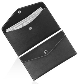 MBAIYO 2Pcs Cash Envelope Wallet, Reusable Envelope Wallet Budget Leather Cash Organize Reusable Minimalist Design Money Pouch for Men Women Check Billing Black