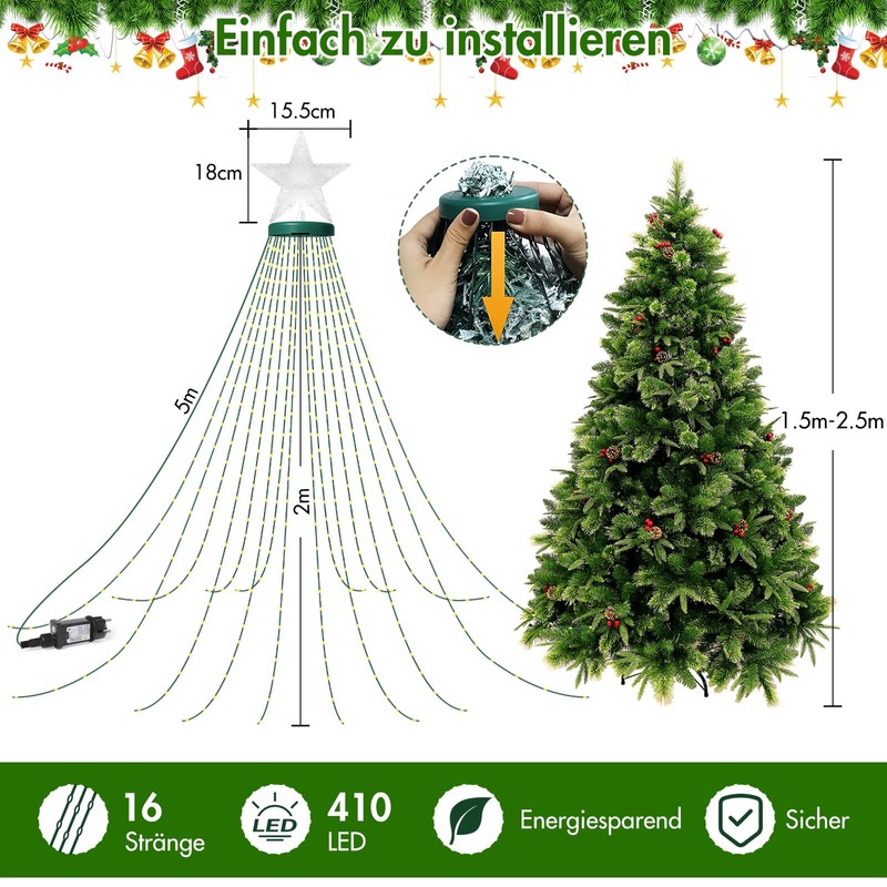 HELESIN Christmas Tree Fairy Lights Warm White