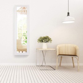 Giantex Jewelry Cabinet Armoire Door Wall Mounted, with Full Length Mirror and 5 Storage Shelves for Display Bracelets Rings Cosmetics Hanging Organizer, Mirrored Storage Jewelry Cabinets (White)