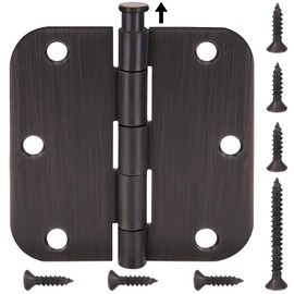 TICONN 18-Pack 3.5 Inch Door Hinges with Removable Pin, 3-1/2 x 3-1/2 Inch Iron Bifold Residential Doors Hardware (5/8" Radius Corner, Oil Rubbed Bronze, 18 Pack)