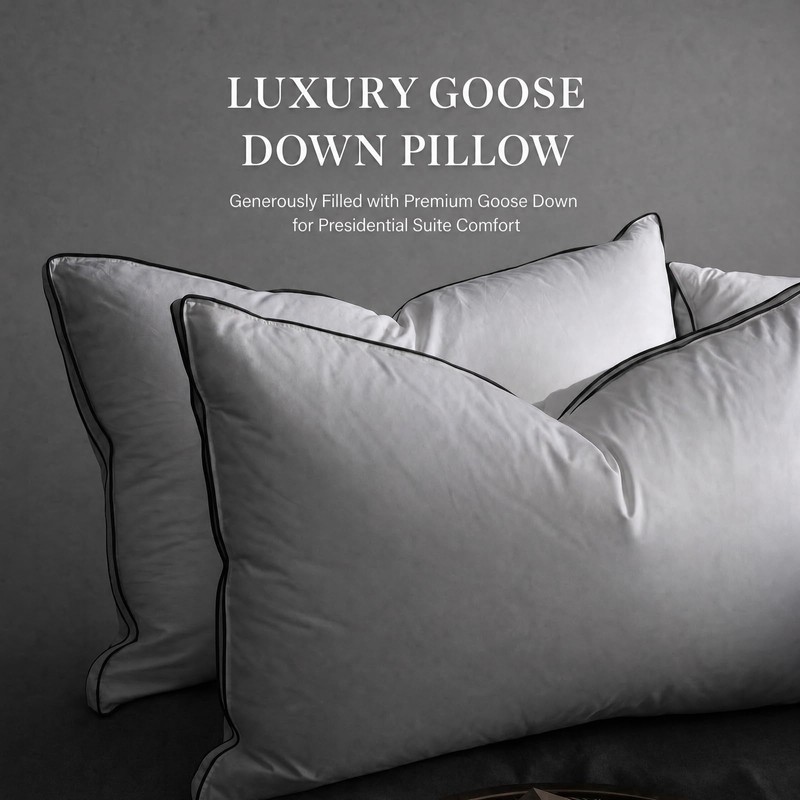 Goose Down Pillow, Queen Size Set of 1 with 3-Layer