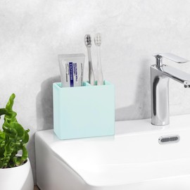 Diatomite Toothbrush Holder 2 Slots Tooth Brush Holder for Bathroom, Kids Electric Toothbrush and Toothpaste Organizer for Countertop, Shower, Vanity, Green