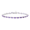 Sterling Silver Oval Amethyst and Diamond Accent Tennis Bracelet