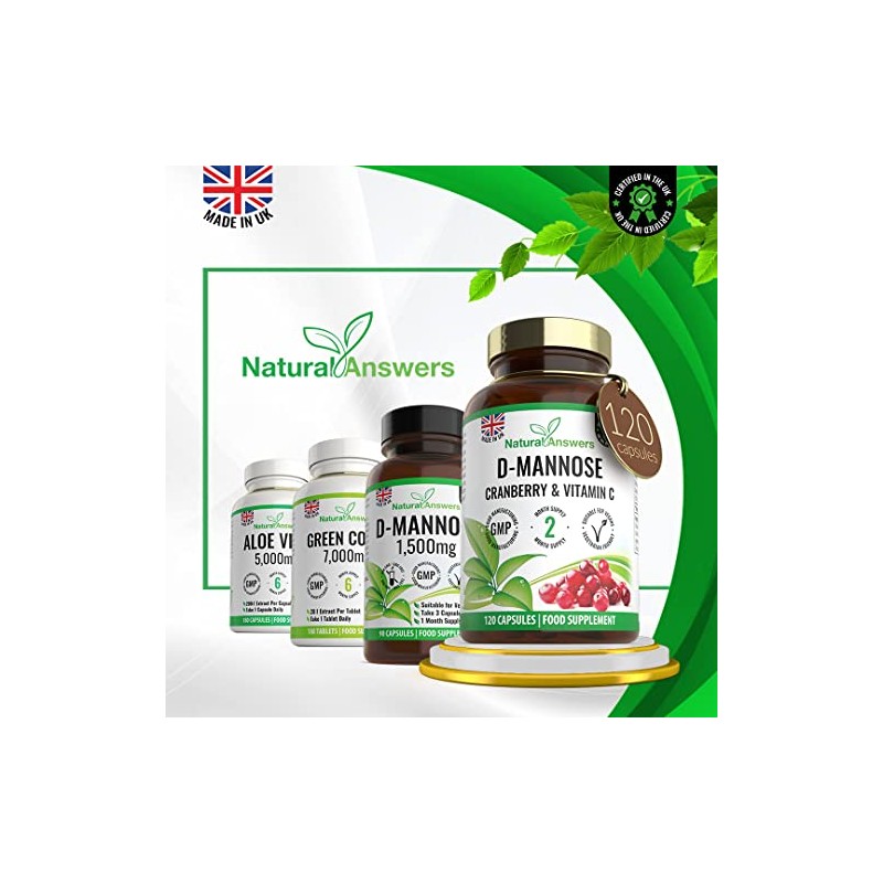 120 D-Mannose Capsules with Vitamin C and Cranberry Extract -