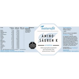 naturafit Amino Acids K Capsules, Pack of 60 Capsules