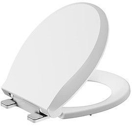 Toilet Seat, Round Toilet Seat, Durable Plastic Toilet Seat Round with Slow Close, Never Loosens, Easy Clean and Install, White Toilet Seat Fit for Round Toilets - Round, White