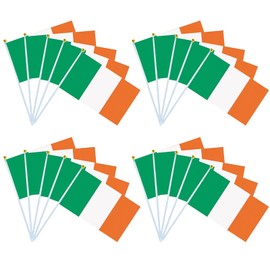 EULAPGOE 20Pcs Double Irish Hand Flags, Sided Irish Themed Bunting Banner for St Patricks Day, National Day Parades Decorations Sports Events Home Celebration Party Supplies