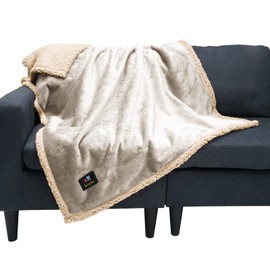 luciphia Waterproof Pet Blanket, Fluffy, Double Layer, Compact, Dog Blanket, Cat, Puppy, Grey White, M (100 x 145 cm)