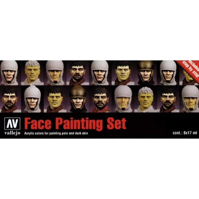 Vallejo Model Color Faces Painting Acrylic Paint Set - Assorted