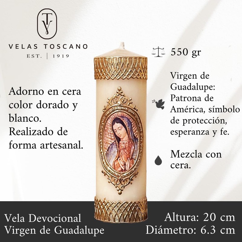 Velas Toscano - Vela Devocional de la Virgen de Guadalupe