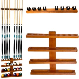 GACCO BILLIARDS Pool Cue Stick Holder Wall Mount, Pool Cue Holder, Billiard Cue Rack For Pool Table Accessories (Wall 8-Oak)