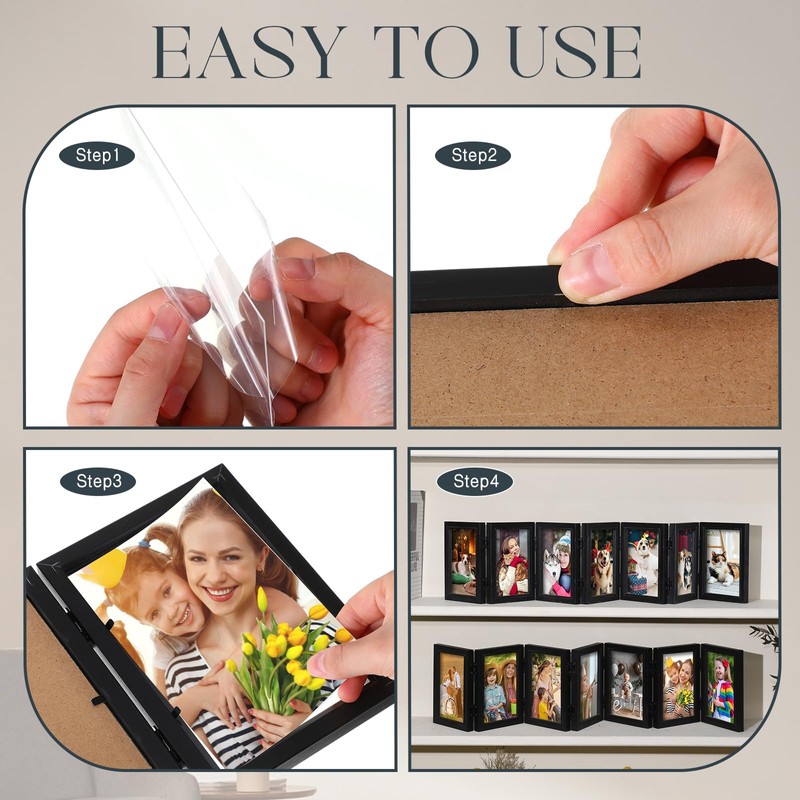 Sintuff 2 Pack 7 Folding 4x6in Hinged Picture Frame Foldable