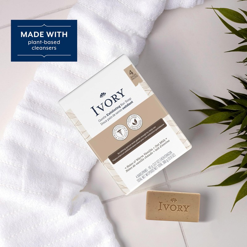 Ivory Exfoliating Bath Bar Soap, Designed for Whole Family with