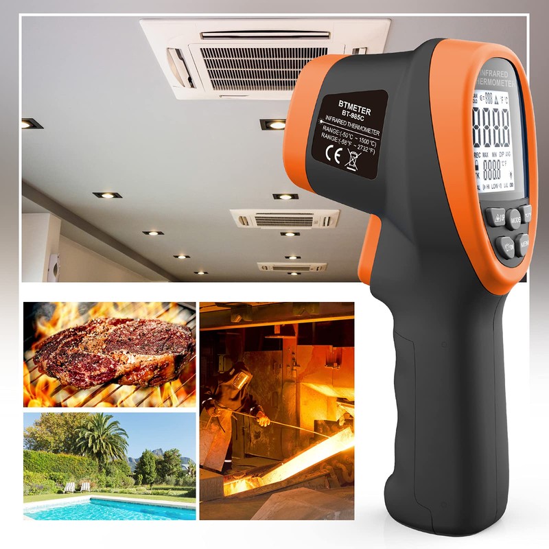 Infrared Thermometer Gun - BTMETER 985C Non Contact 16:1 IR