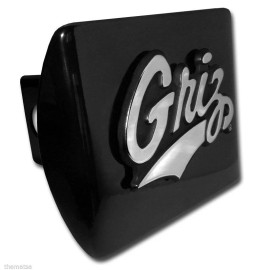 UNIVERSITY OF MONTANA CHROME GRIZ EMBLEM BLACK HITCH COVER MADE IN USA