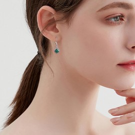 Irish Earrings for Women Sterling Silver Celtic Knot Leverback Earrings Nature Stone Malachite Dangle Earrings Jewelry Gifts