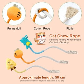 SahCognitual Catnip Toys for Indoor Cats, 6Pack Sisal Rope Toys for Cat Playing Chewing Teeth-Cleaning, Interactive Cat Chew Toy in Assorted Colors for Cats and Kitten