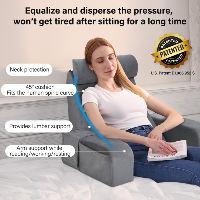 ENITYA Reading Pillow for Sitting in Bed Adult, 19" Back