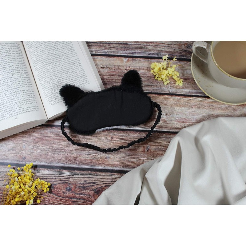 Cat Plush Comfortable Sleep Eye Mask (Black & White Cat)