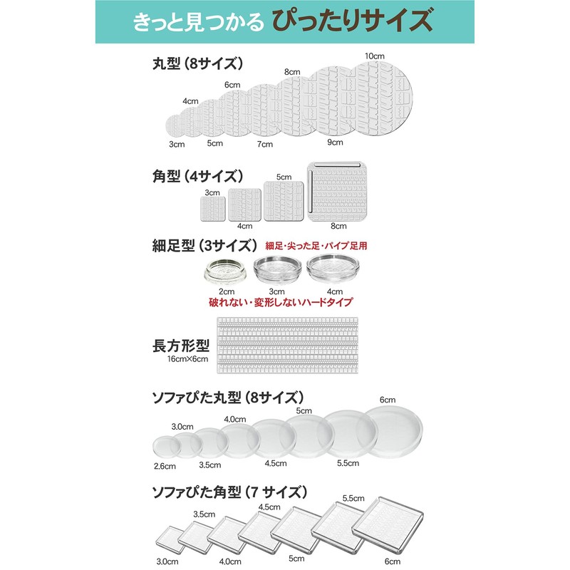 Shelly Invisible Non-Slip Sofa Protectors, Extra Strong, Round, Diameter: 1.6