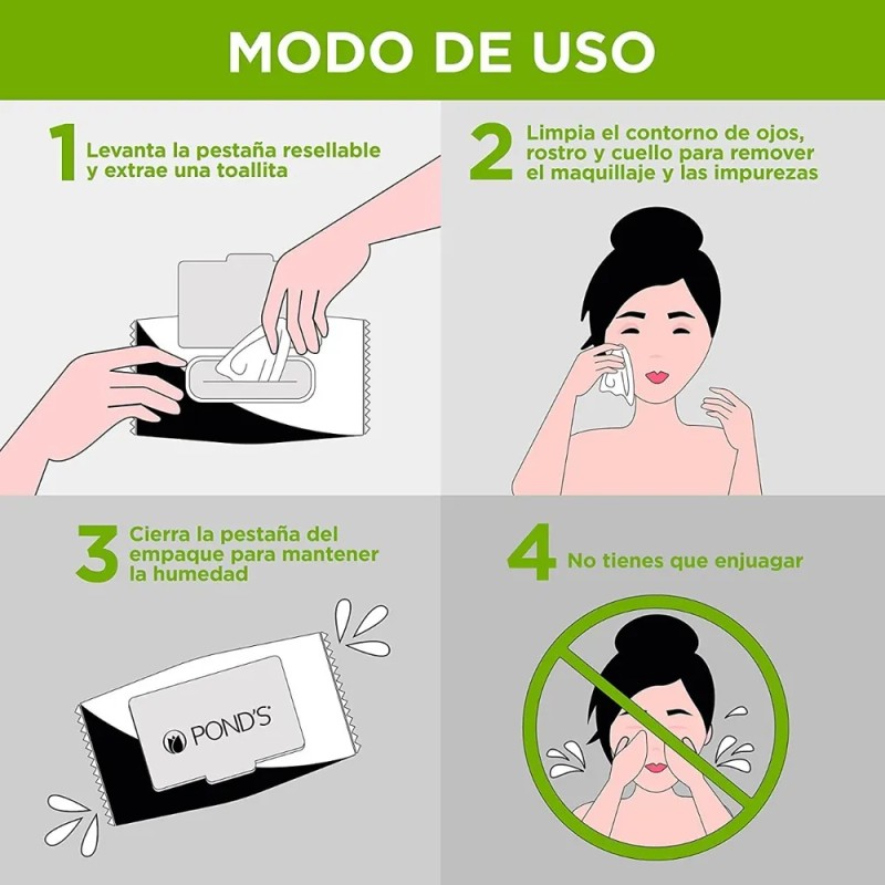 Toallitas Desmaquillantes Pond's Detox - 25 Unidades **