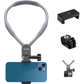 TELESIN Plus Magnetic Neck Mount with Phone Holder, Necklace Lanyard Strap Chest Head POV for GoPro 12 11 10 9 8 Insta360 X3 X4 Ace Pro Go3 DJI Action 3 4 Osmo Pocket 3 Bike Motorcycle Accessories