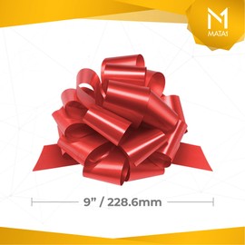 Mata1 Pull Bows for Gifts (Assorted Colors, 9 Inch, Set of 5), Large 9" Pull String Bows for Presents, Ribbon Pull Bows for Christmas, Gift Wrapping Bows