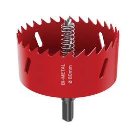 DURI Bi-Metal Hole Saw | 80 mm | with Arbor and Pilot Bit - Smooth Fast Cutting for Wood, Plywood, Plastic, Drywall, Thin Metal Sheets, and More | Ideal for Ceiling Light Installation and DIY Projects
