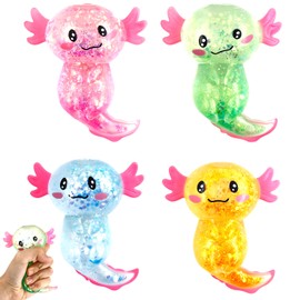 Axolotl Toy 4 Pieces, Axolotl Squeeze Toy, Axolotl Stress Squeeze Toy, Squishy Ball, Squeeze Ball for Birthday Party, Anti-Stress Toy for Adults and Children