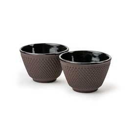 Bredemeijer Cast Iron Enamelled Tea Cups Set of 2 Small Cast Cups Aubergine with 100 ml Capacity Each