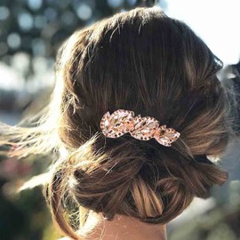 Yheakne Crystal Wedding Hair Clip Hair Clip Gold Bridal Rhinestone Hair Clip Comb Wedding Headpiece Shiny Bridal Hair Clip Headpiece Wedding Hair Accessories for Women and Girls (Gold)