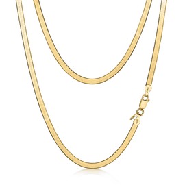 Amberta Women's flat snake necklace made of 925 Sterling Silver, Gold