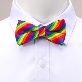 ZCYYYS Rainbow Tie for Men Bow Tie Women Adjustable Bowtie Girl School Uniform Pre Tied Colorful Neck Tie Pride Day Accessory (Rainbow Stripe)