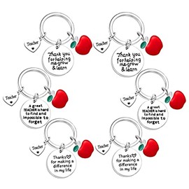 Nfyxcaz 6 PCS Teacher Keychain Gifts Teacher Gifts for Women Teacher Appreciation Keyring Gifts Teacher Gifts Teacher Thank You Gifts Birthday Retirement Valentine's Day for Teachers
