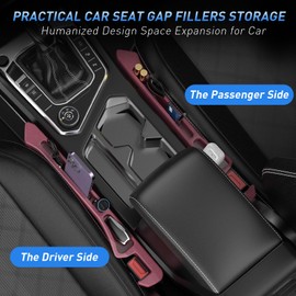 Car Seat Gap Filler 2Pack, Inserts Between Seats Console with Organizer Storage Upgraded Phone Holder Car Side Seat Gap Fillers Cars Front Seats Fill Plug Car Essentials for Vehicle SUV Truck (Red)