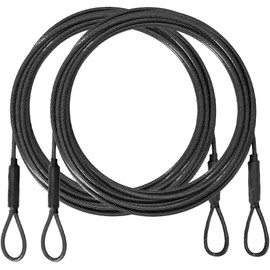 3.3mm (1/8 Inch) Outdoor Travel Security Cable-3ft Luggage Lock Safety Wire Flexible Steel Wire Rope with Double Loop Safety for Luggage, Bike, Lock(Balck*2, 3ft-(2Pack)