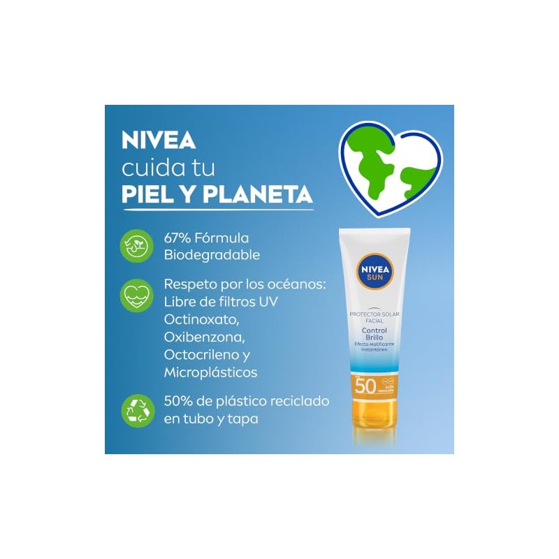 NIVEA SUN Protector Solar Facial Control Brillo Con Efecto Matificante