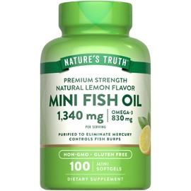 Nature's Truth Mini Fish Oil Omega 3 Lemon Flavor 100 Softgels