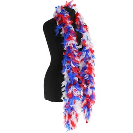 Red, White & Blue Feather Boa 80g Deluxe Turkey Feather Scarf Shawl